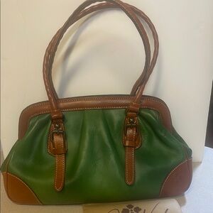Patricia Nash Forest Green and Chestnut Shoulder Bag